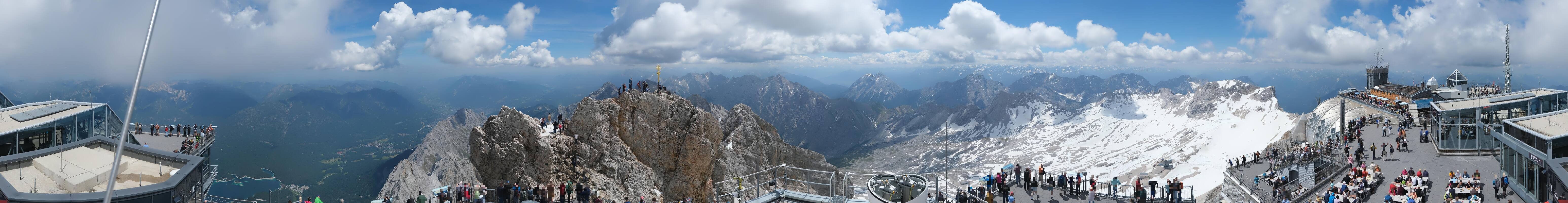Archiv Foto Webcam Zugspitze: Panoramablick vom Gipfel