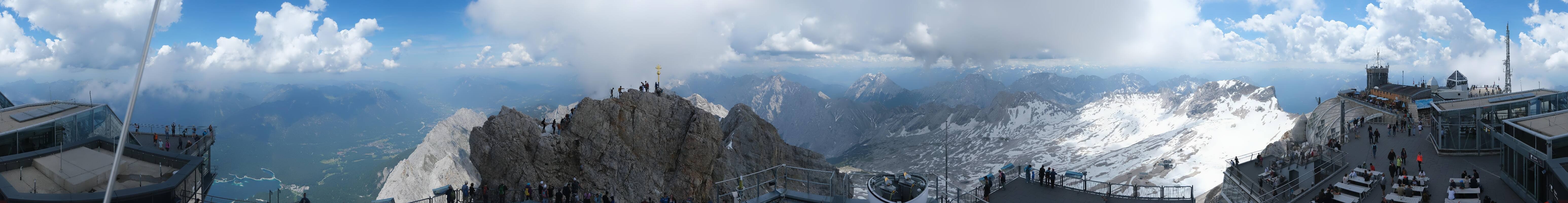Archiv Foto Webcam Zugspitze: Panoramablick vom Gipfel