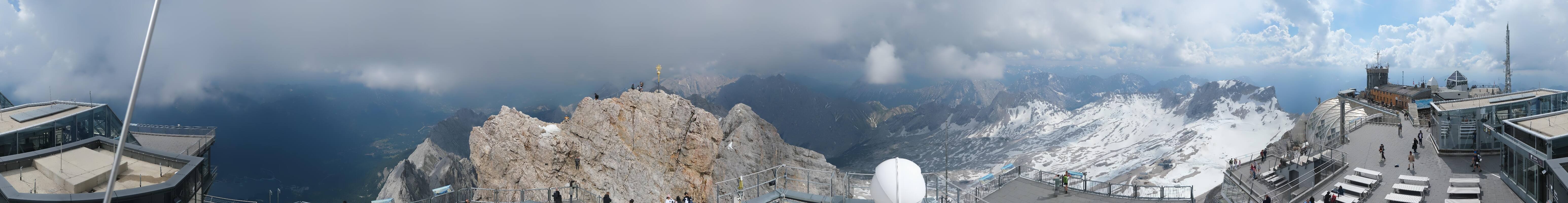 Archiv Foto Webcam Zugspitze: Panoramablick vom Gipfel