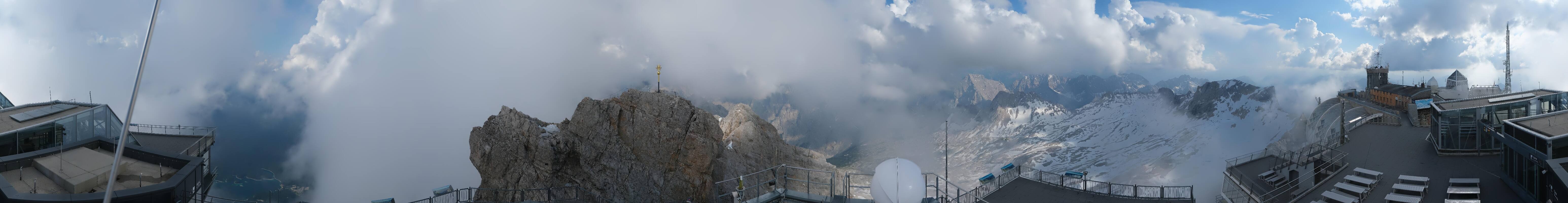 Archiv Foto Webcam Zugspitze: Panoramablick vom Gipfel