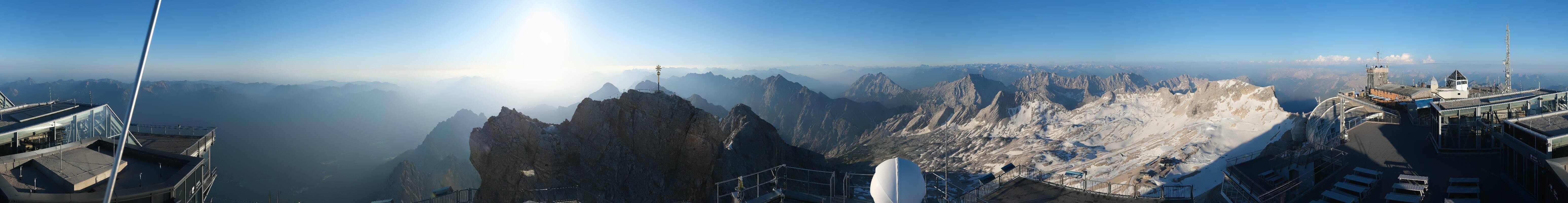 Archiv Foto Webcam Zugspitze: Panoramablick vom Gipfel