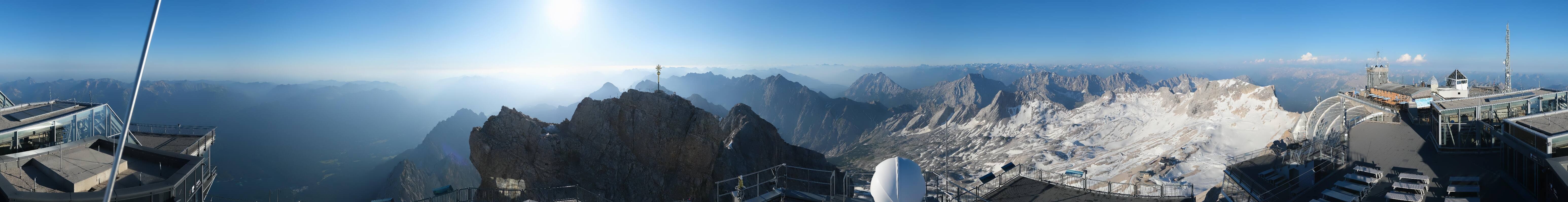 Archiv Foto Webcam Zugspitze: Panoramablick vom Gipfel