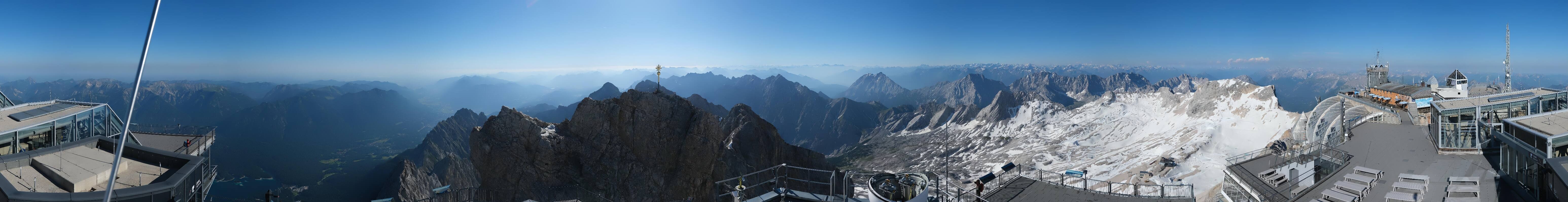 Archiv Foto Webcam Zugspitze: Panoramablick vom Gipfel
