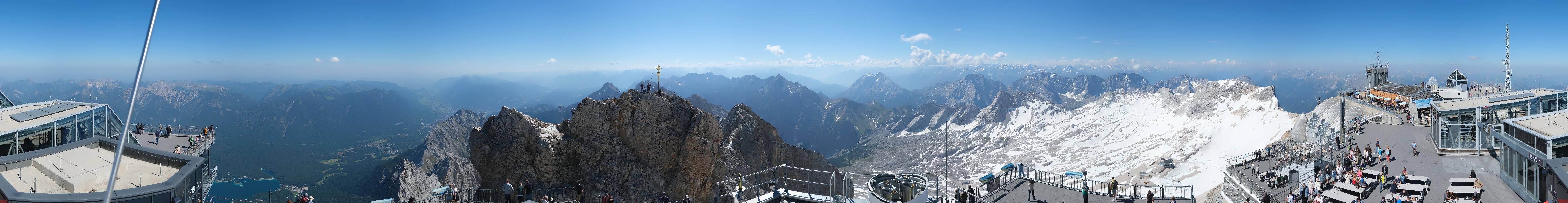Archiv Foto Webcam Zugspitze: Panoramablick vom Gipfel