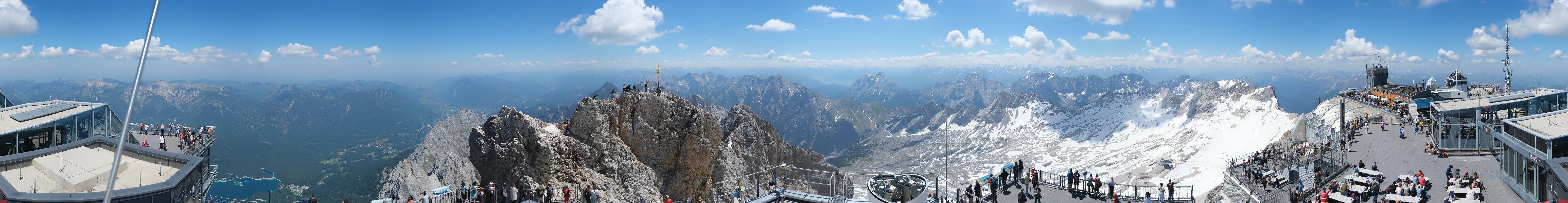 Archiv Foto Webcam Zugspitze: Panoramablick vom Gipfel