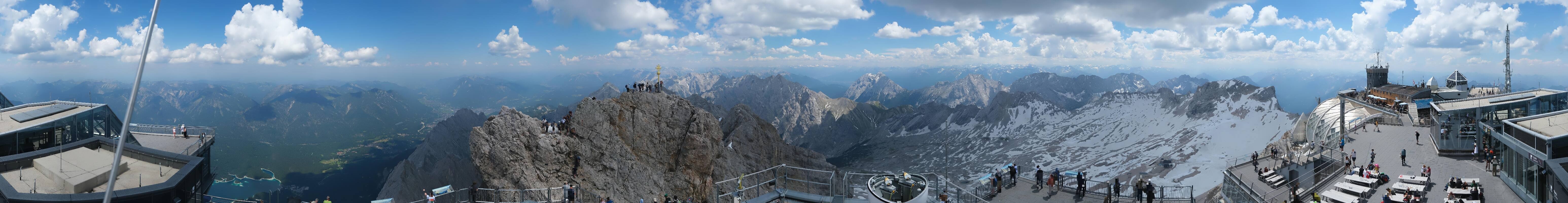 Archiv Foto Webcam Zugspitze: Panoramablick vom Gipfel