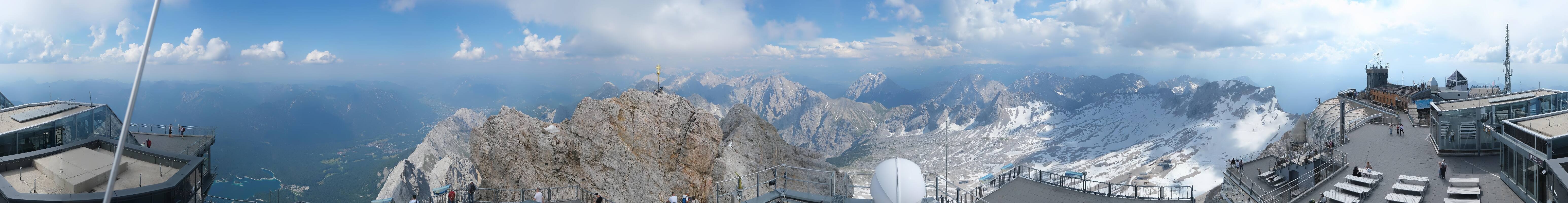 Archiv Foto Webcam Zugspitze: Panoramablick vom Gipfel