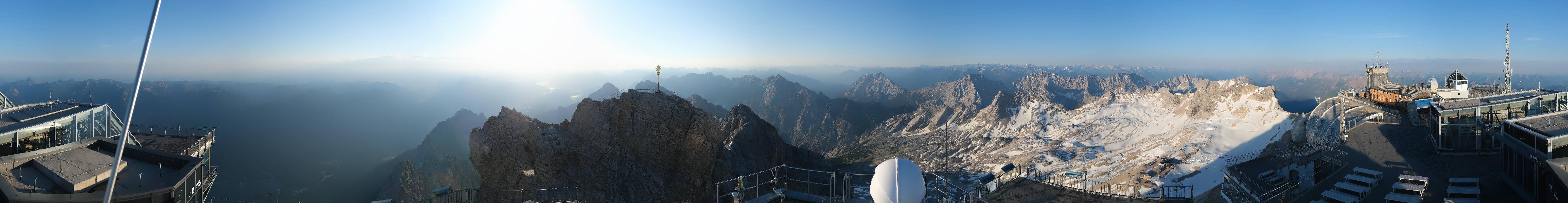 Archiv Foto Webcam Zugspitze: Panoramablick vom Gipfel
