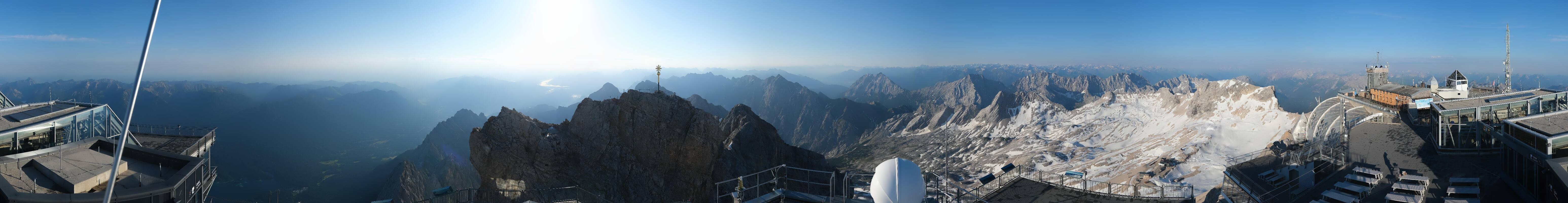 Archiv Foto Webcam Zugspitze: Panoramablick vom Gipfel