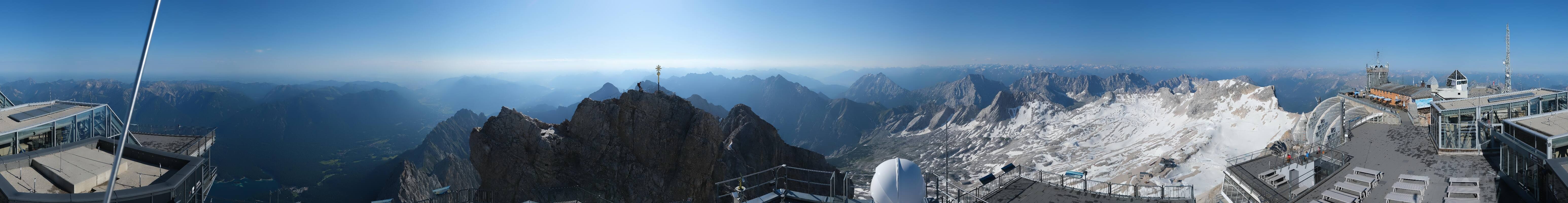 Archiv Foto Webcam Zugspitze: Panoramablick vom Gipfel