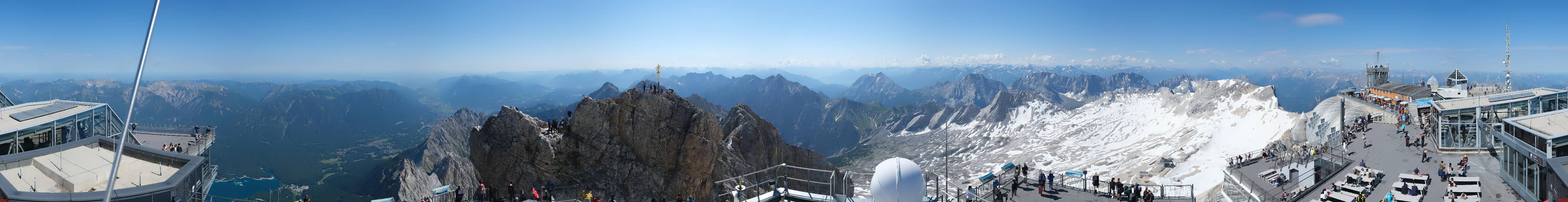 Archiv Foto Webcam Zugspitze: Panoramablick vom Gipfel