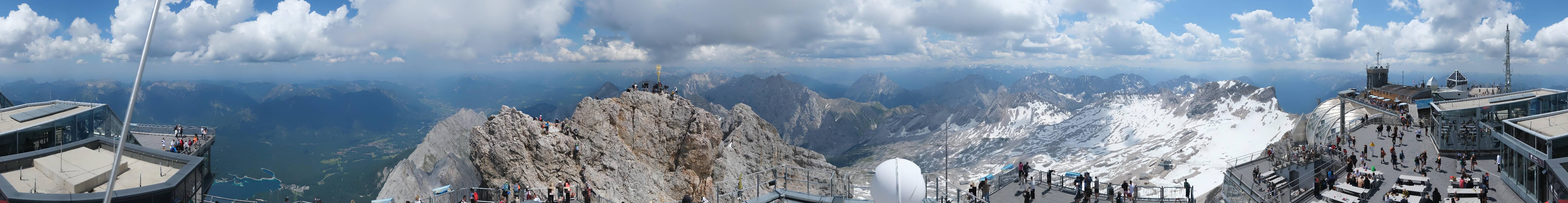Archiv Foto Webcam Zugspitze: Panoramablick vom Gipfel