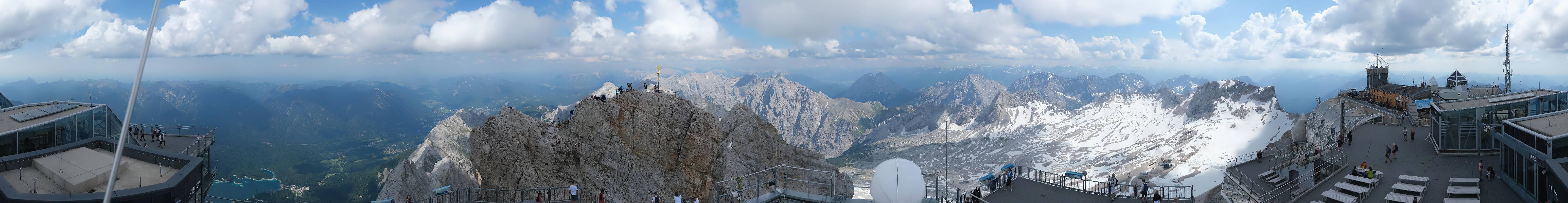Archiv Foto Webcam Zugspitze: Panoramablick vom Gipfel