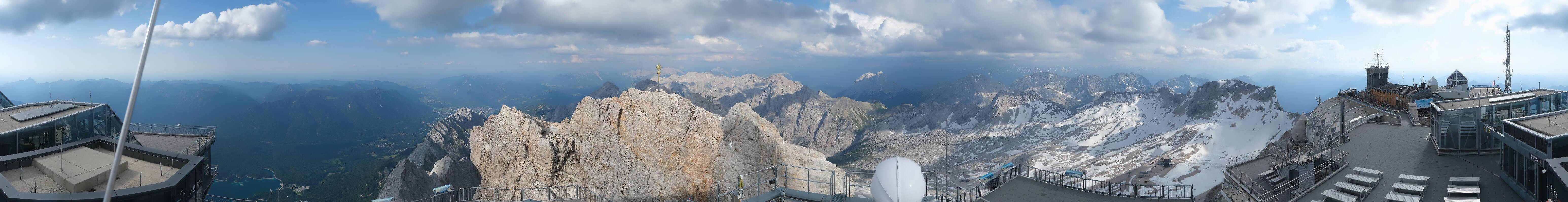 Archiv Foto Webcam Zugspitze: Panoramablick vom Gipfel
