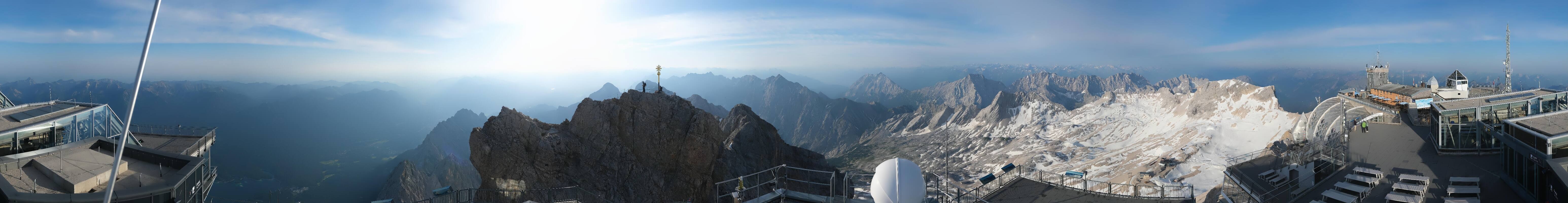 Archiv Foto Webcam Zugspitze: Panoramablick vom Gipfel