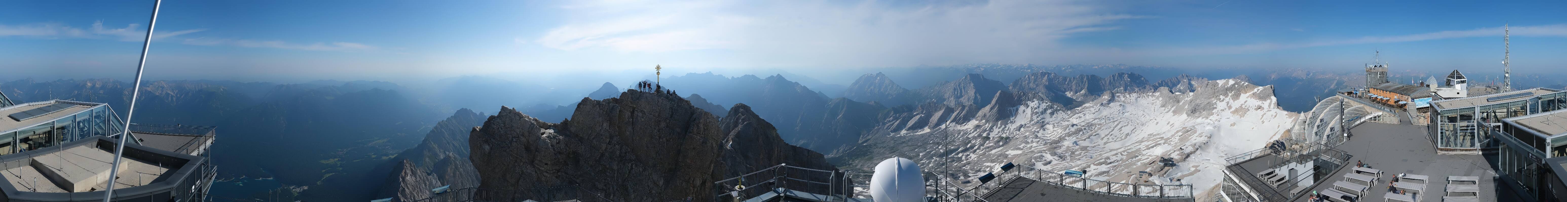 Archiv Foto Webcam Zugspitze: Panoramablick vom Gipfel
