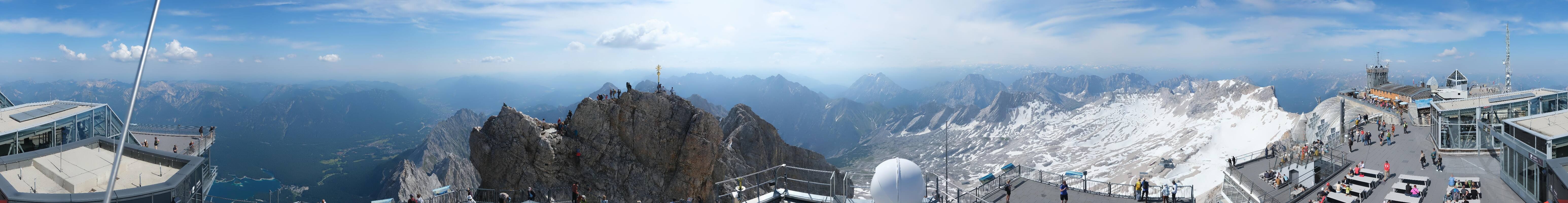 Archiv Foto Webcam Zugspitze: Panoramablick vom Gipfel