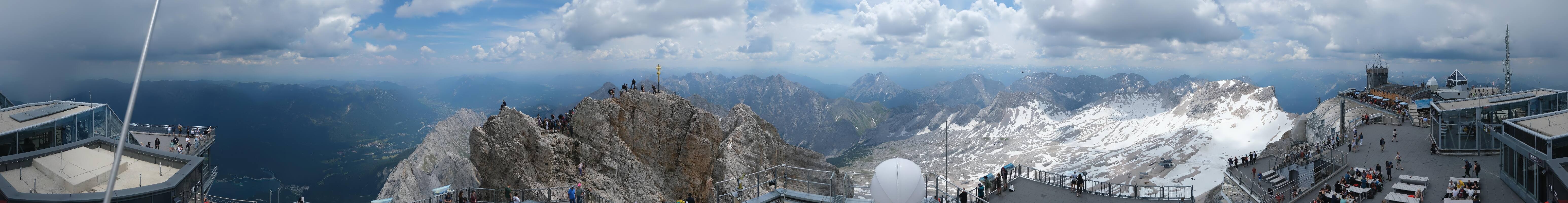 Archiv Foto Webcam Zugspitze: Panoramablick vom Gipfel