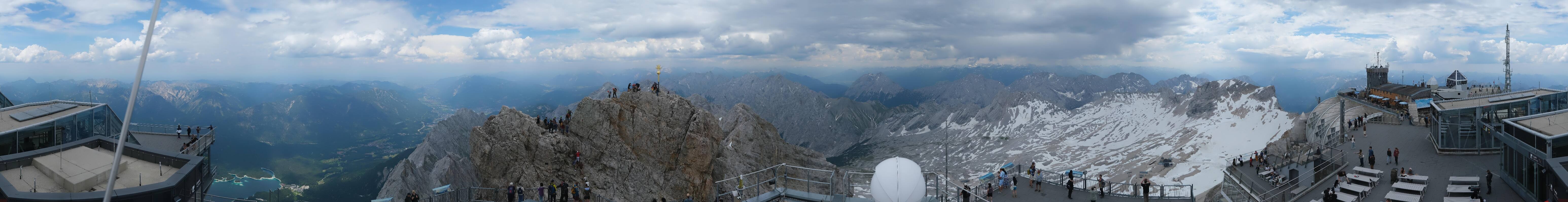 Archiv Foto Webcam Zugspitze: Panoramablick vom Gipfel
