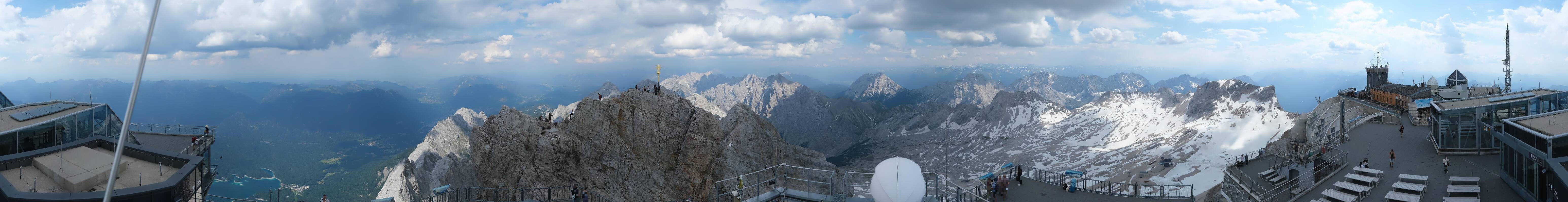 Archiv Foto Webcam Zugspitze: Panoramablick vom Gipfel