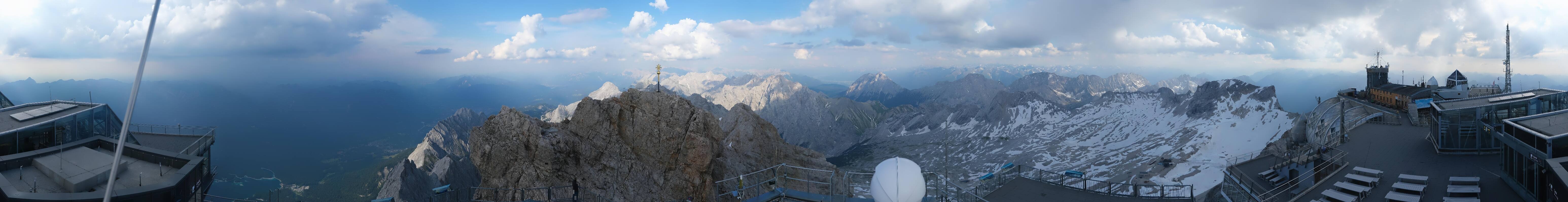 Archiv Foto Webcam Zugspitze: Panoramablick vom Gipfel