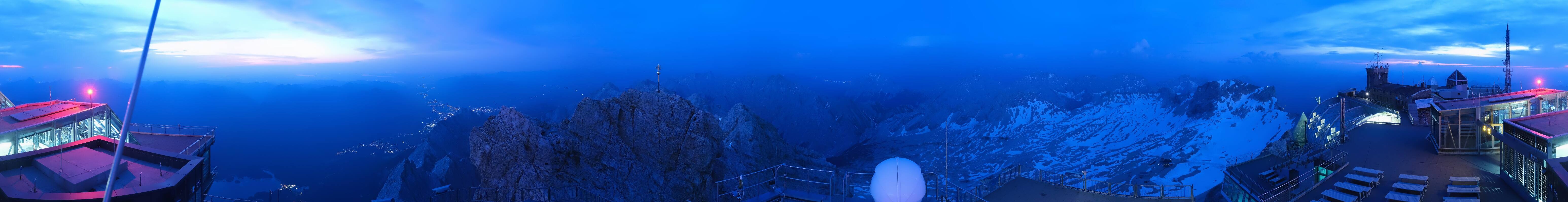Archiv Foto Webcam Zugspitze: Panoramablick vom Gipfel