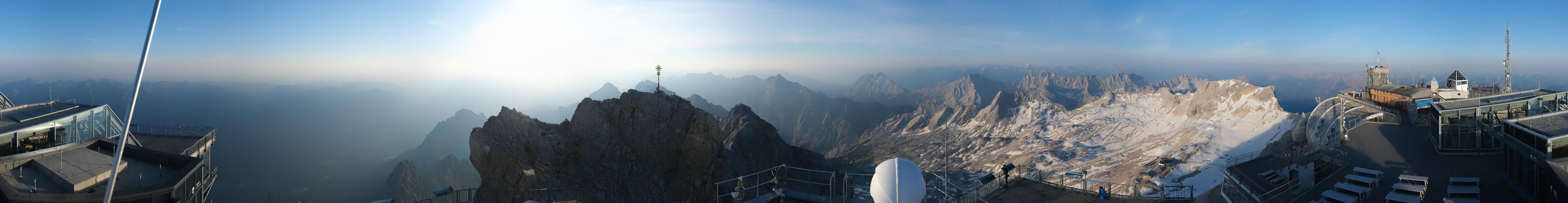 Archiv Foto Webcam Zugspitze: Panoramablick vom Gipfel