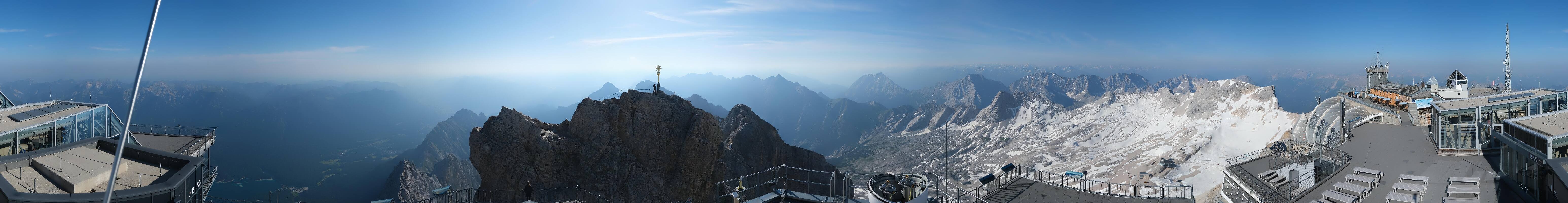 Archiv Foto Webcam Zugspitze: Panoramablick vom Gipfel