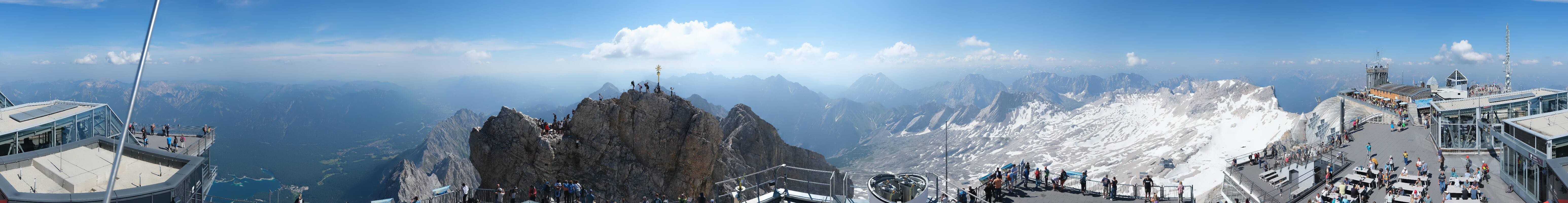 Archiv Foto Webcam Zugspitze: Panoramablick vom Gipfel