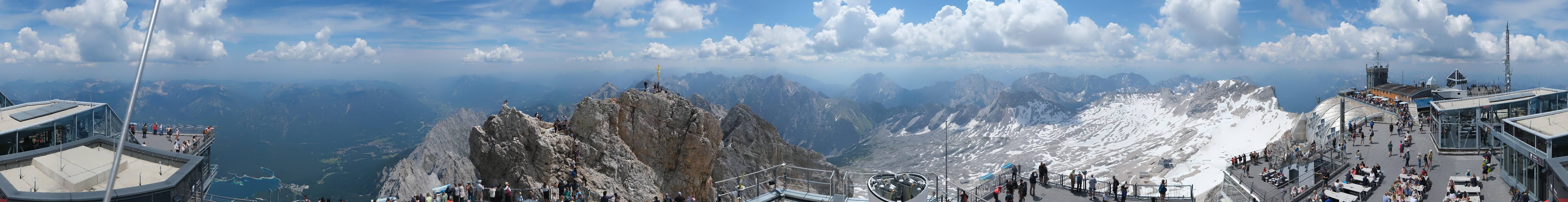 Archiv Foto Webcam Zugspitze: Panoramablick vom Gipfel