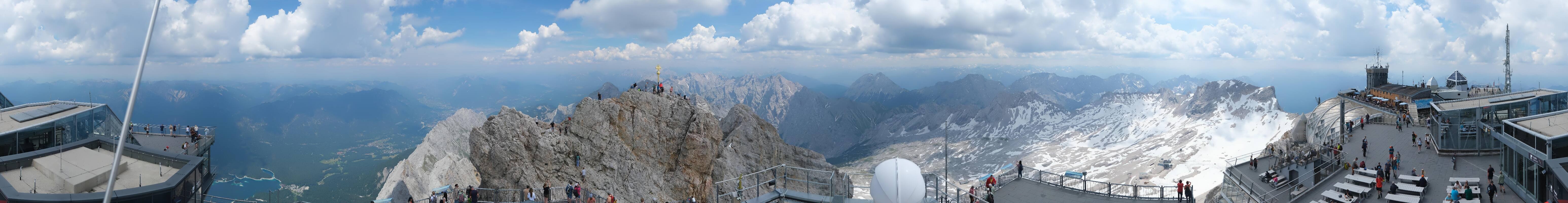 Archiv Foto Webcam Zugspitze: Panoramablick vom Gipfel