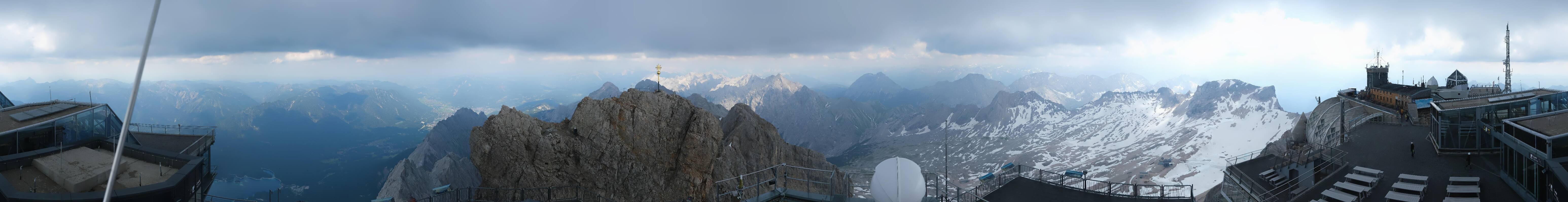 Archiv Foto Webcam Zugspitze: Panoramablick vom Gipfel