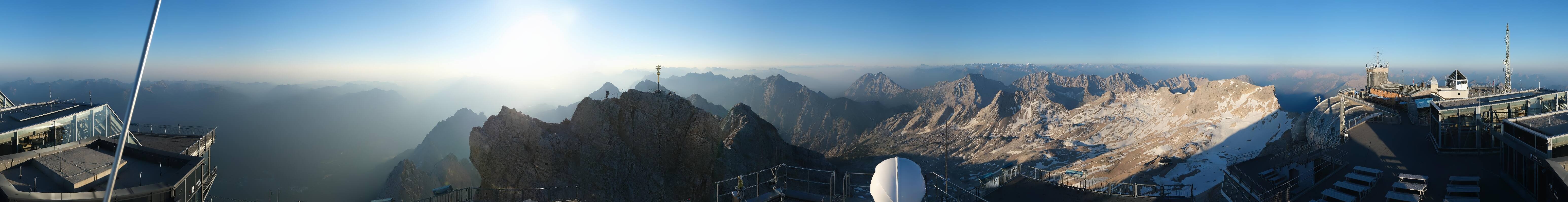 Archiv Foto Webcam Zugspitze: Panoramablick vom Gipfel