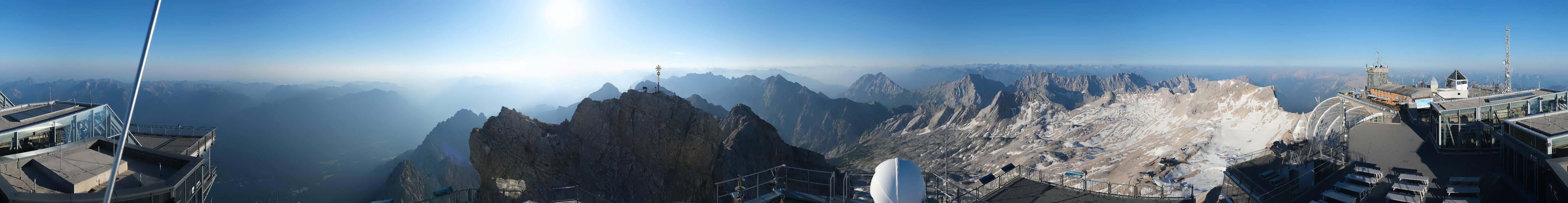 Archiv Foto Webcam Zugspitze: Panoramablick vom Gipfel