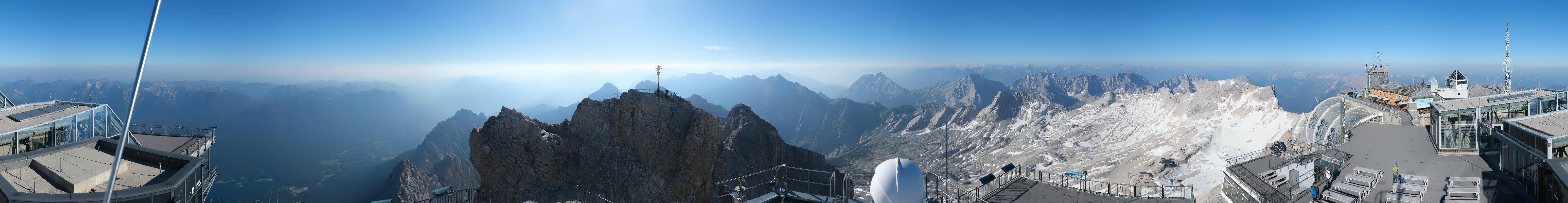 Archiv Foto Webcam Zugspitze: Panoramablick vom Gipfel