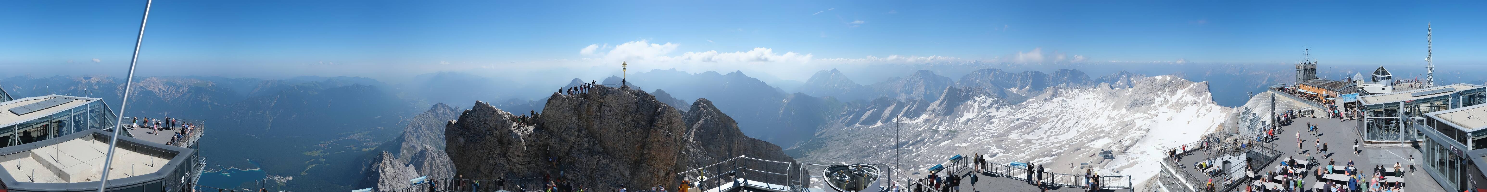 Archiv Foto Webcam Zugspitze: Panoramablick vom Gipfel