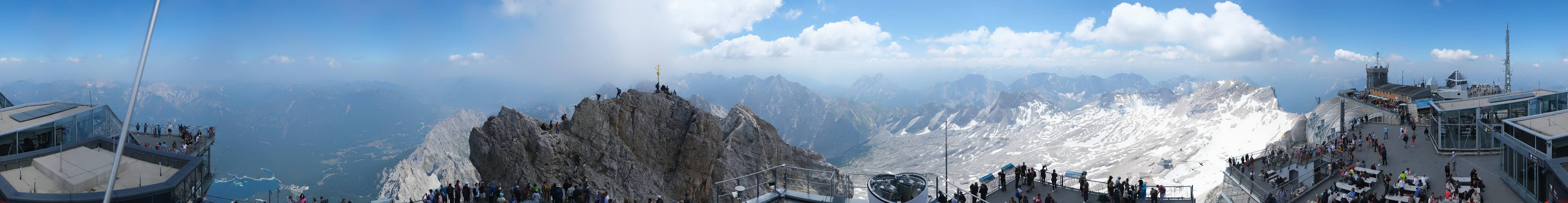 Archiv Foto Webcam Zugspitze: Panoramablick vom Gipfel