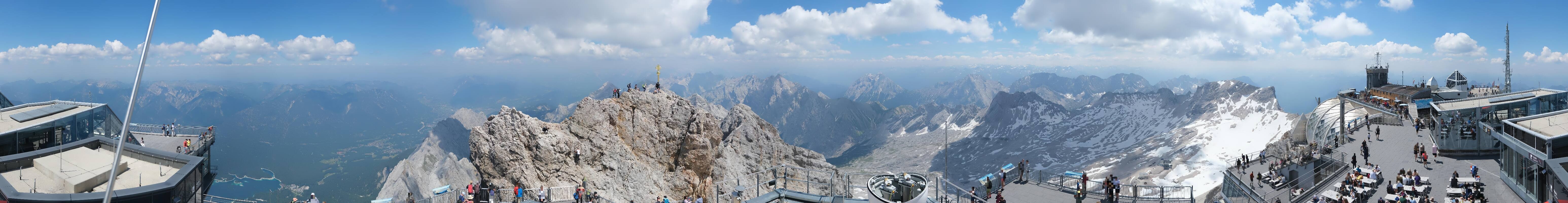 Archiv Foto Webcam Zugspitze: Panoramablick vom Gipfel