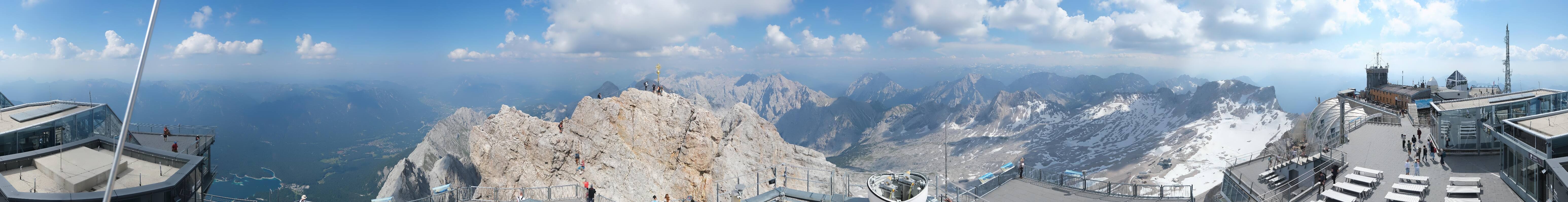 Archiv Foto Webcam Zugspitze: Panoramablick vom Gipfel