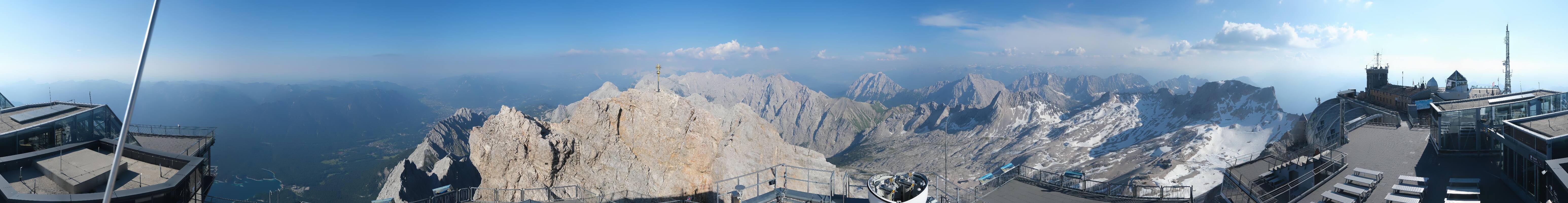 Archiv Foto Webcam Zugspitze: Panoramablick vom Gipfel