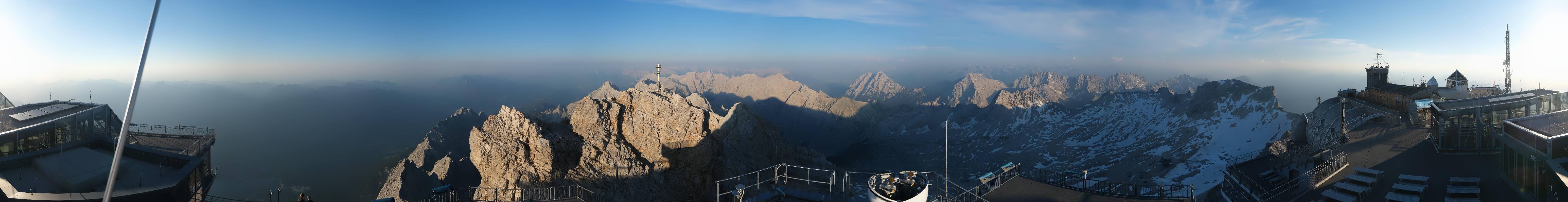 Archiv Foto Webcam Zugspitze: Panoramablick vom Gipfel