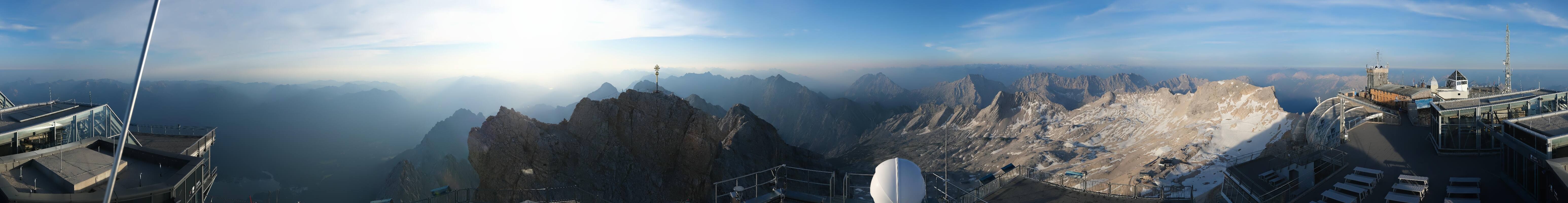 Archiv Foto Webcam Zugspitze: Panoramablick vom Gipfel