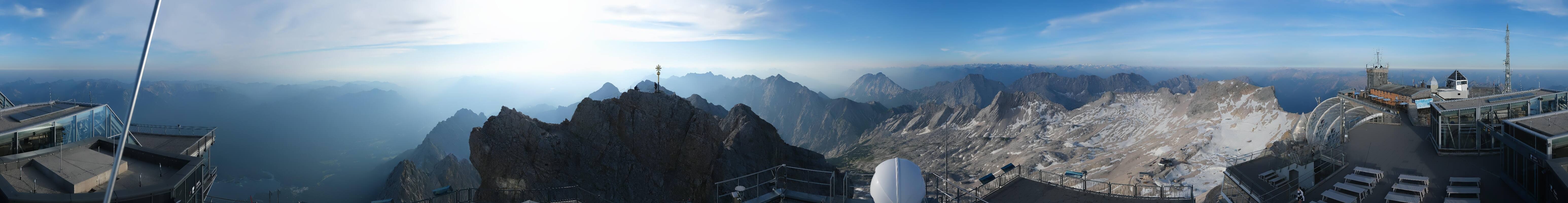 Archiv Foto Webcam Zugspitze: Panoramablick vom Gipfel