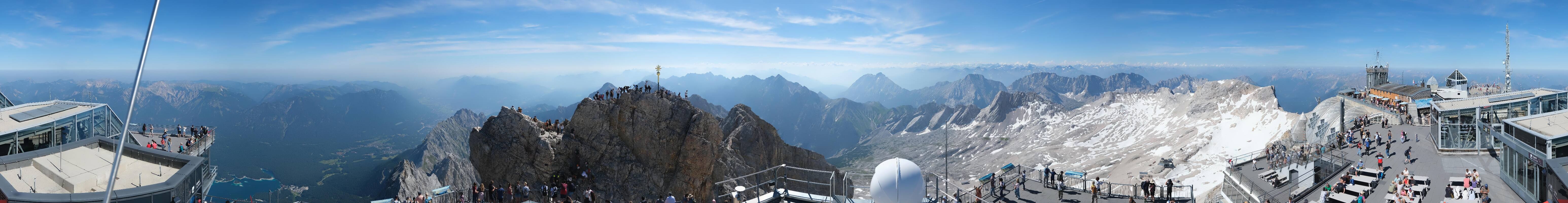 Archiv Foto Webcam Zugspitze: Panoramablick vom Gipfel