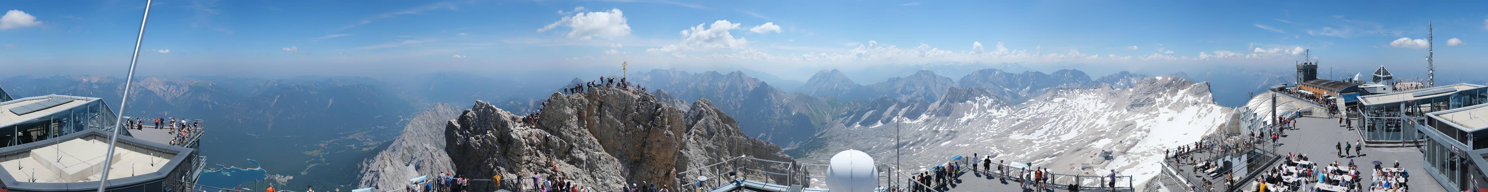 Archiv Foto Webcam Zugspitze: Panoramablick vom Gipfel