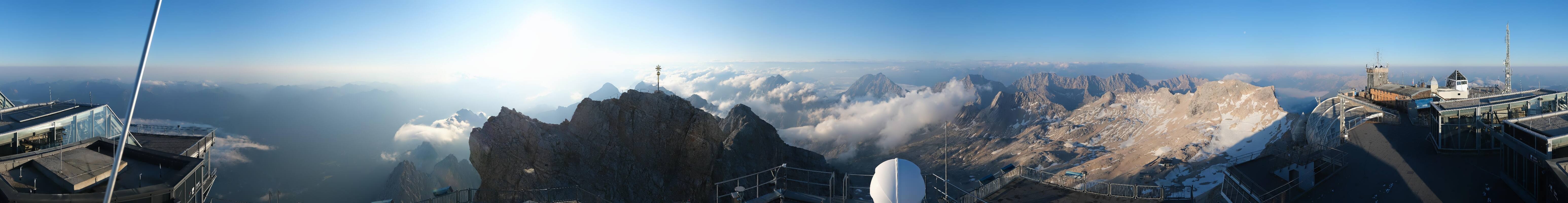 Archiv Foto Webcam Zugspitze: Panoramablick vom Gipfel