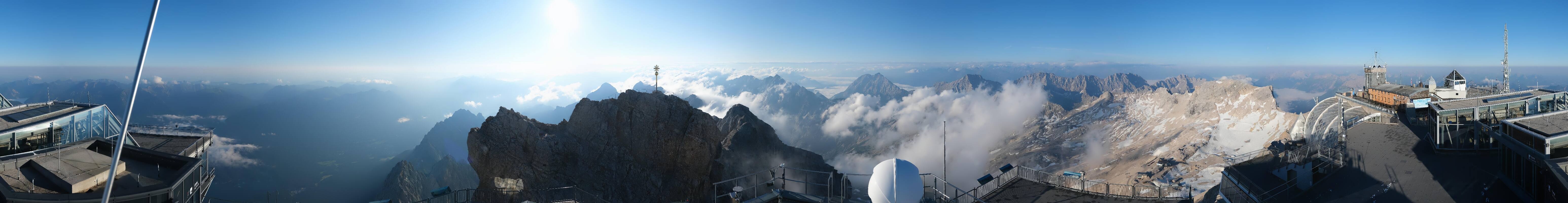 Archiv Foto Webcam Zugspitze: Panoramablick vom Gipfel