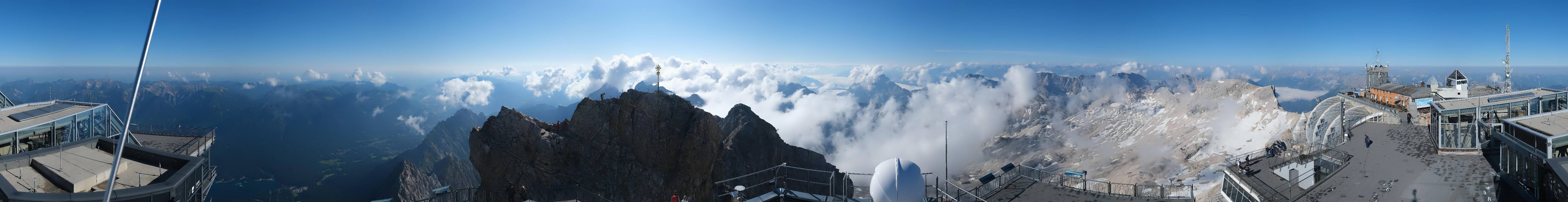 Archiv Foto Webcam Zugspitze: Panoramablick vom Gipfel