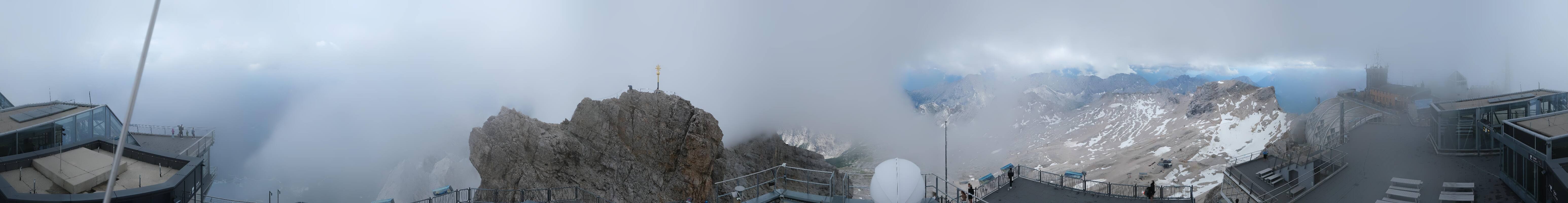 Archiv Foto Webcam Zugspitze: Panoramablick vom Gipfel