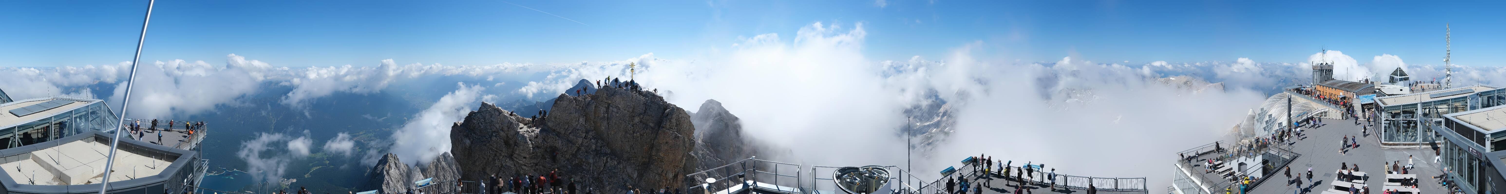 Archiv Foto Webcam Zugspitze: Panoramablick vom Gipfel